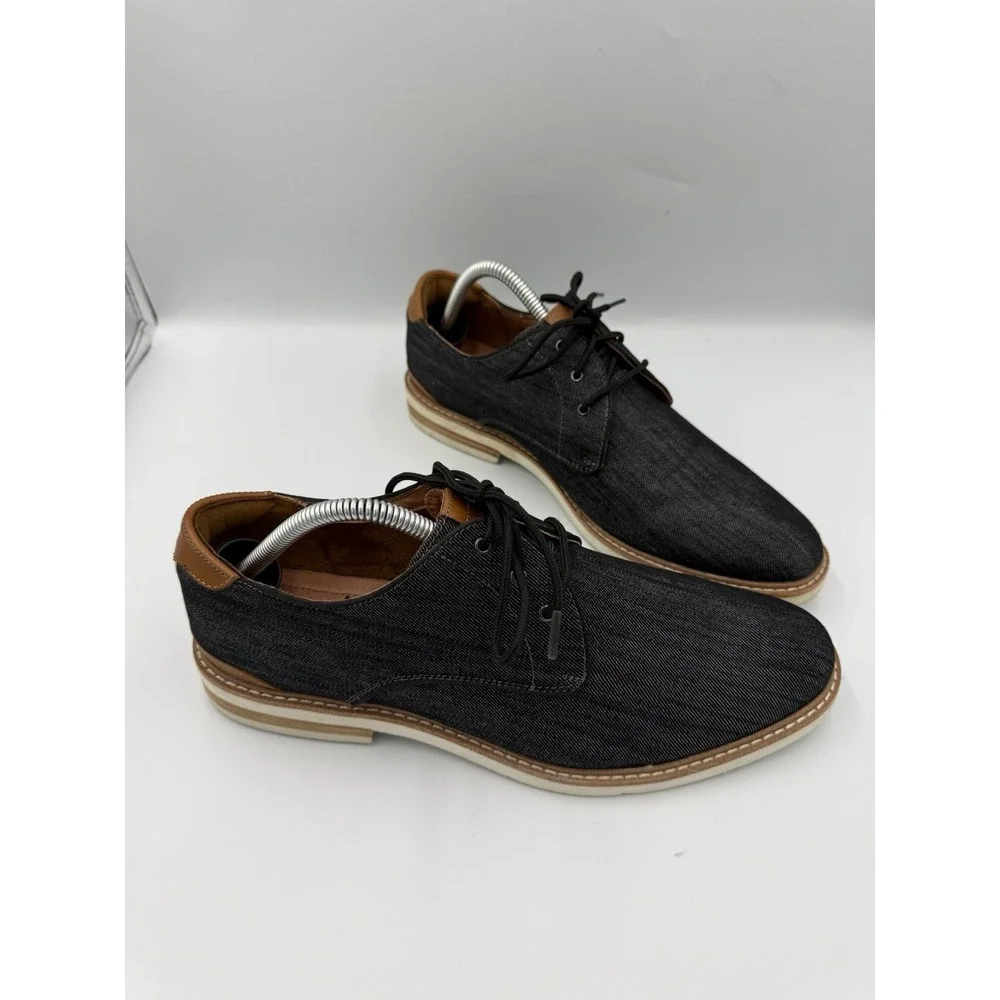 Florsheim Highland Oxford Shoes Men's Size 9M Gray Black Canvas Lace Up Leather